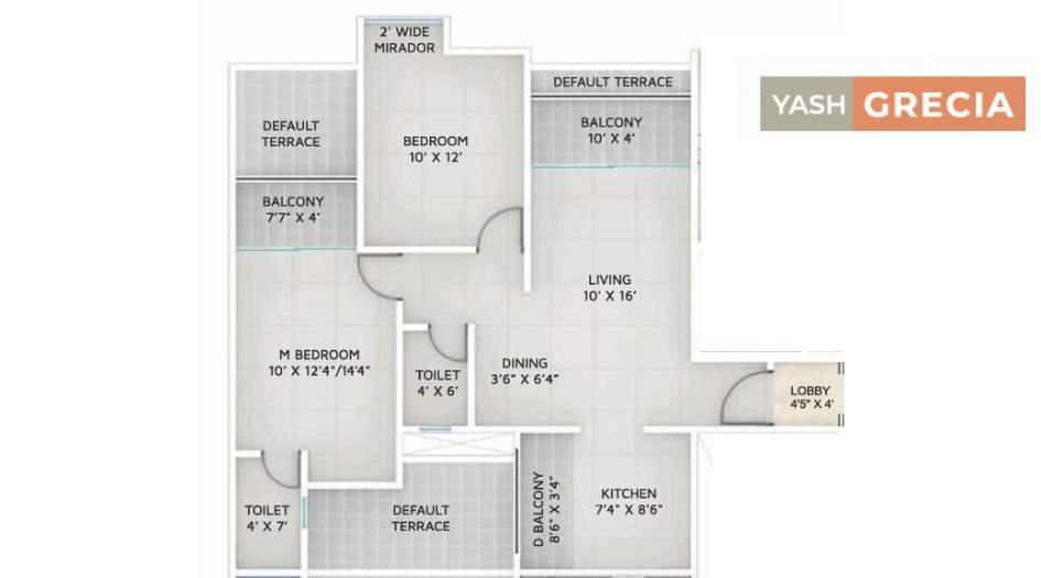 Yash-Grecia-FLoor-Plan-2 BHK-650 Sqft